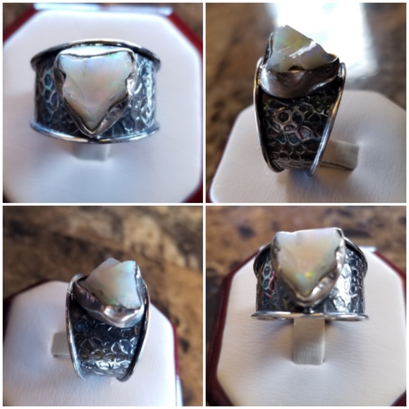 Genuine, Awesome Natural Fire Opal Ring Size 9 - Picture 2 of 6